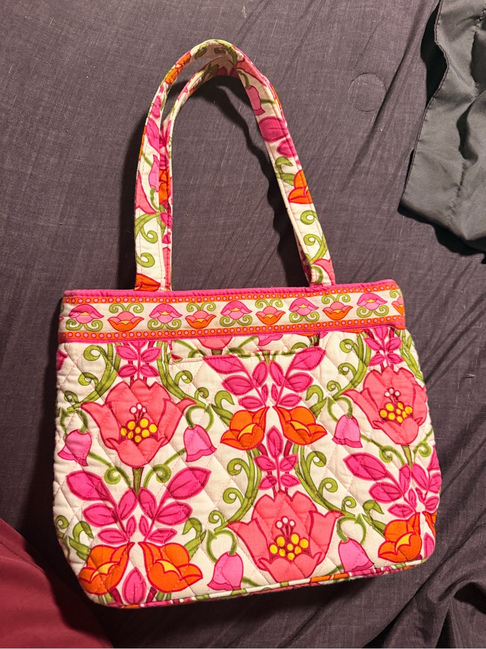Vera Bradley Pink & Orange Floral Quilted Tote